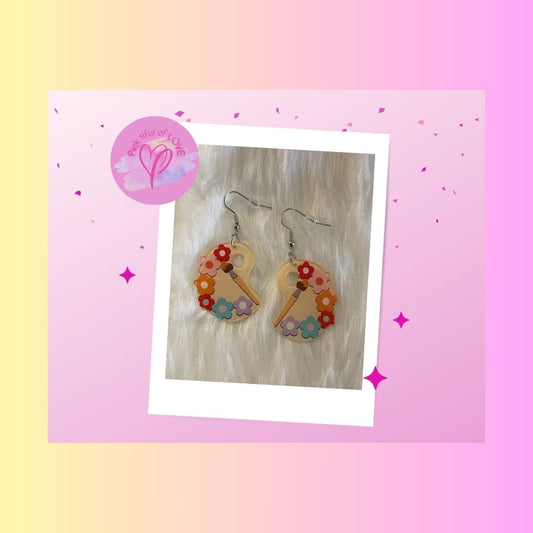 Paint Flowers Palette Wire Earrings; Acrylic earringsPink tiful of LOVE