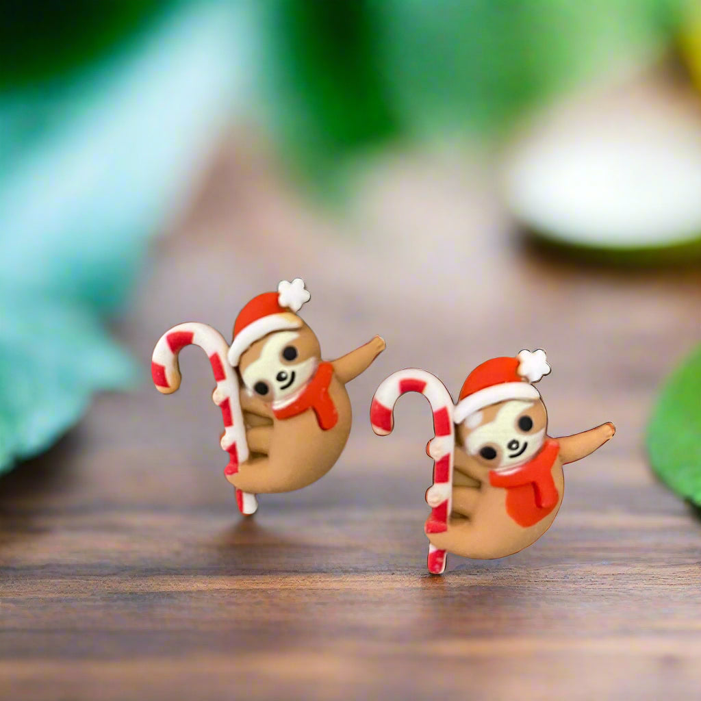 A Wonderful life-Sloth2 Christmas Stud Earrings (ER-314-2sloth-CEC)Pink tiful of LOVE