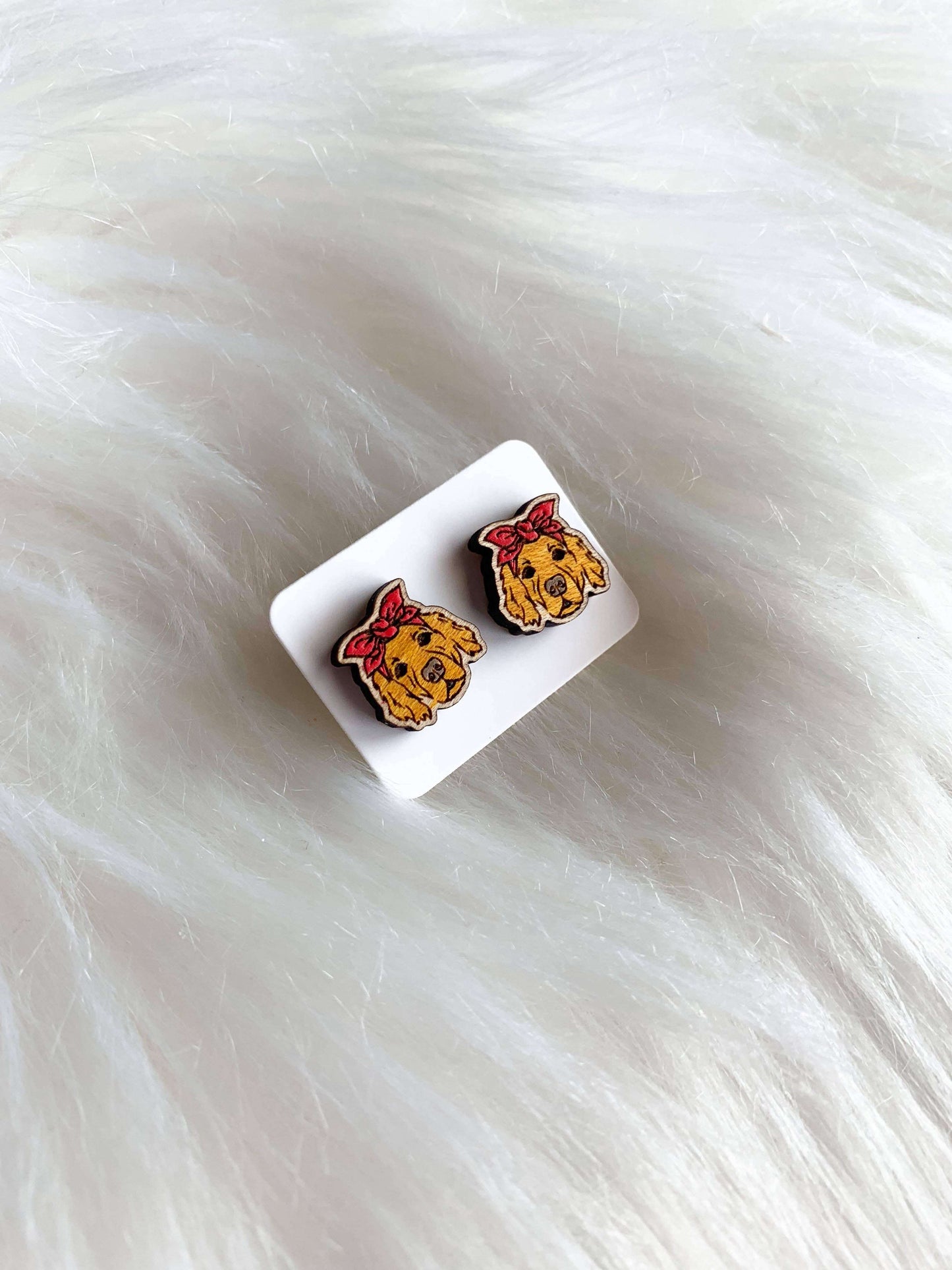 Golden Retriever Red Bandana Wooden Stud EarringsPink tiful of LOVE