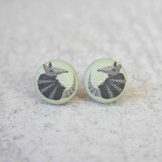Armadillo (small) Fabric button Stud EarringsPink tiful of LOVE