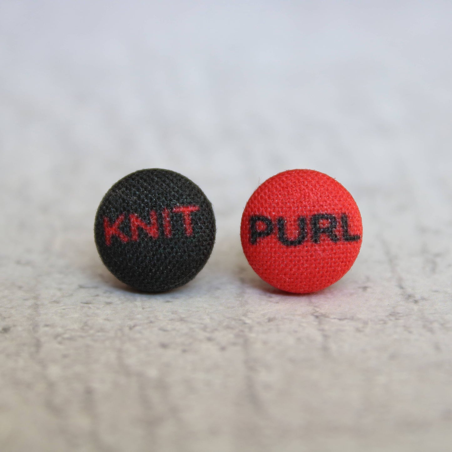 Knit Purl Punk Knitter (small) Fabric button Stud EarringsPink tiful of LOVE