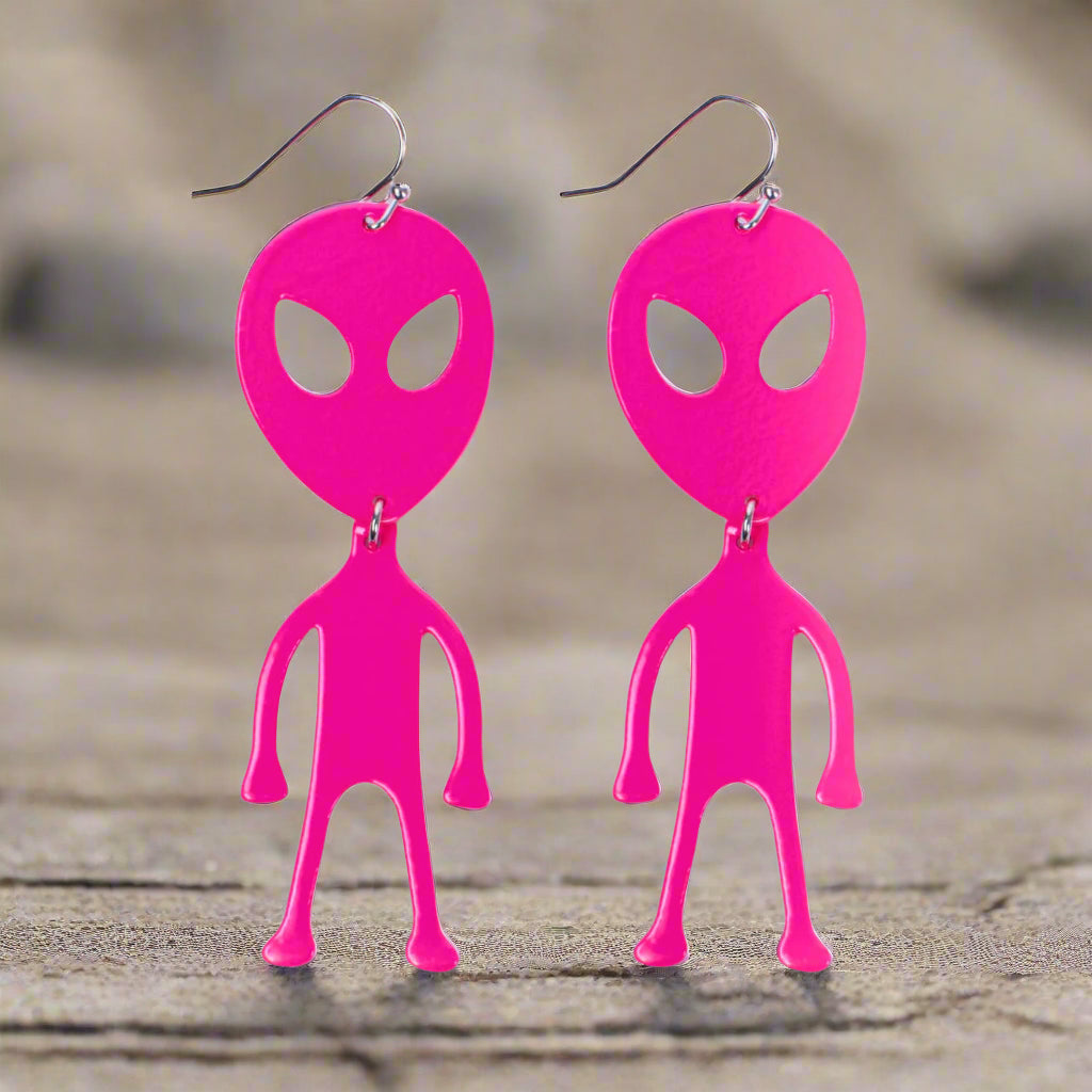 Pink Alien Wire Earrings