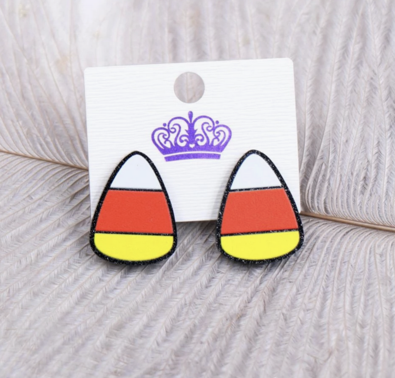 Candy Corn Earrings; Acrylic Glitter EarringsPink tiful of LOVE