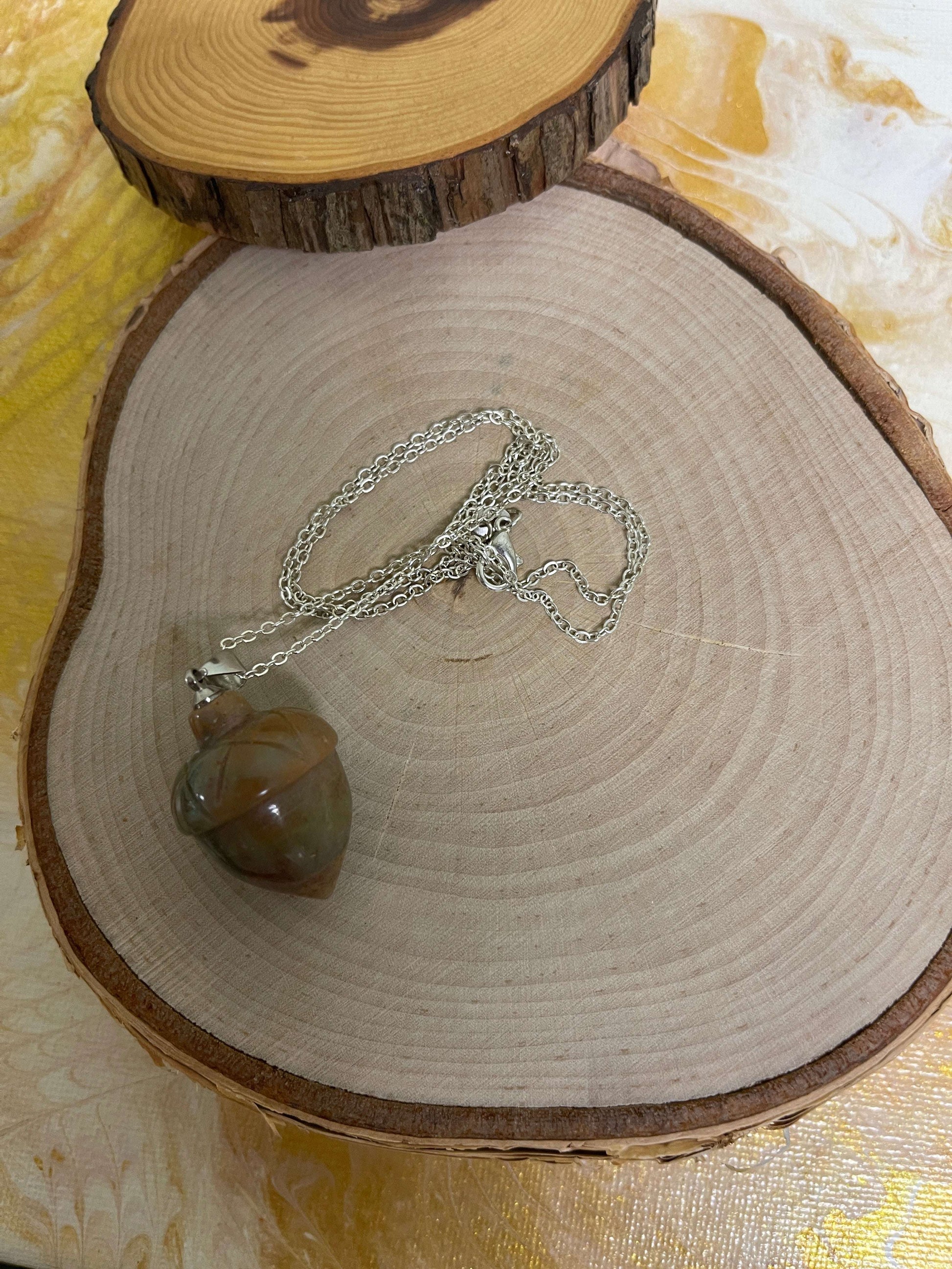 Acorn Pendant on a Silver chain Necklace-2Pink tiful of LOVE