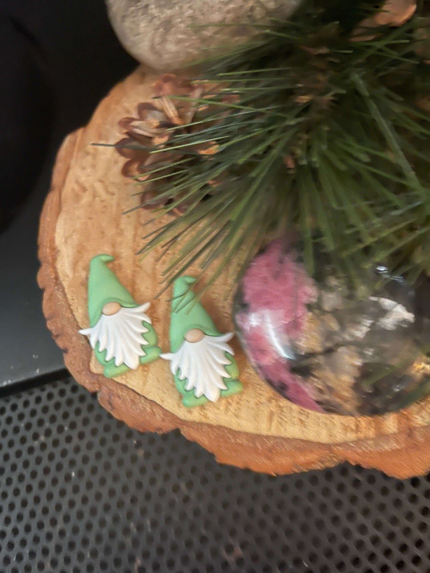 Adorable Gnome in Garden Color of Green EarringsPink tiful of LOVE