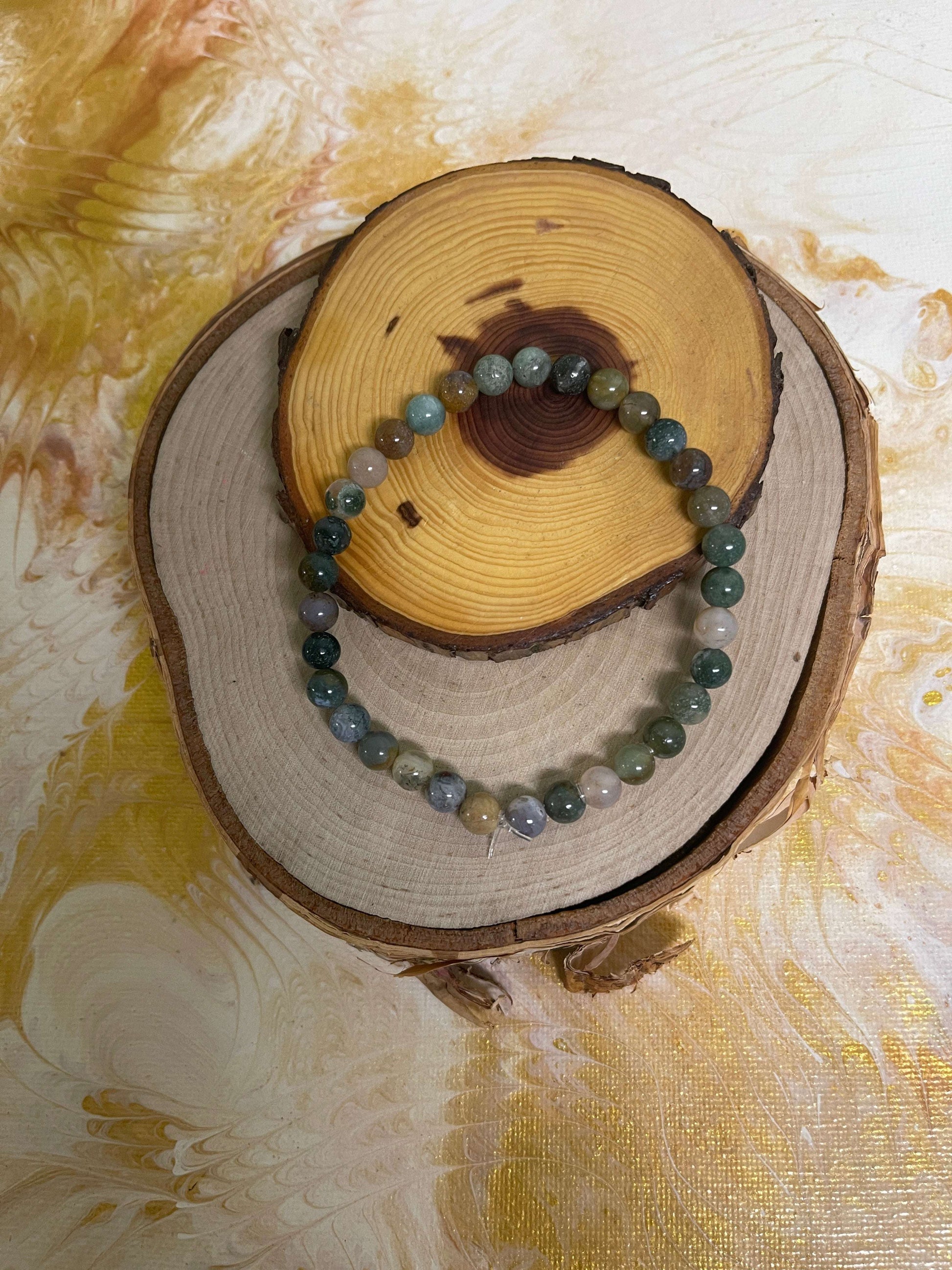 Agate Natural Stone Beaded Elastic/Stretch BraceletPink tiful of LOVE