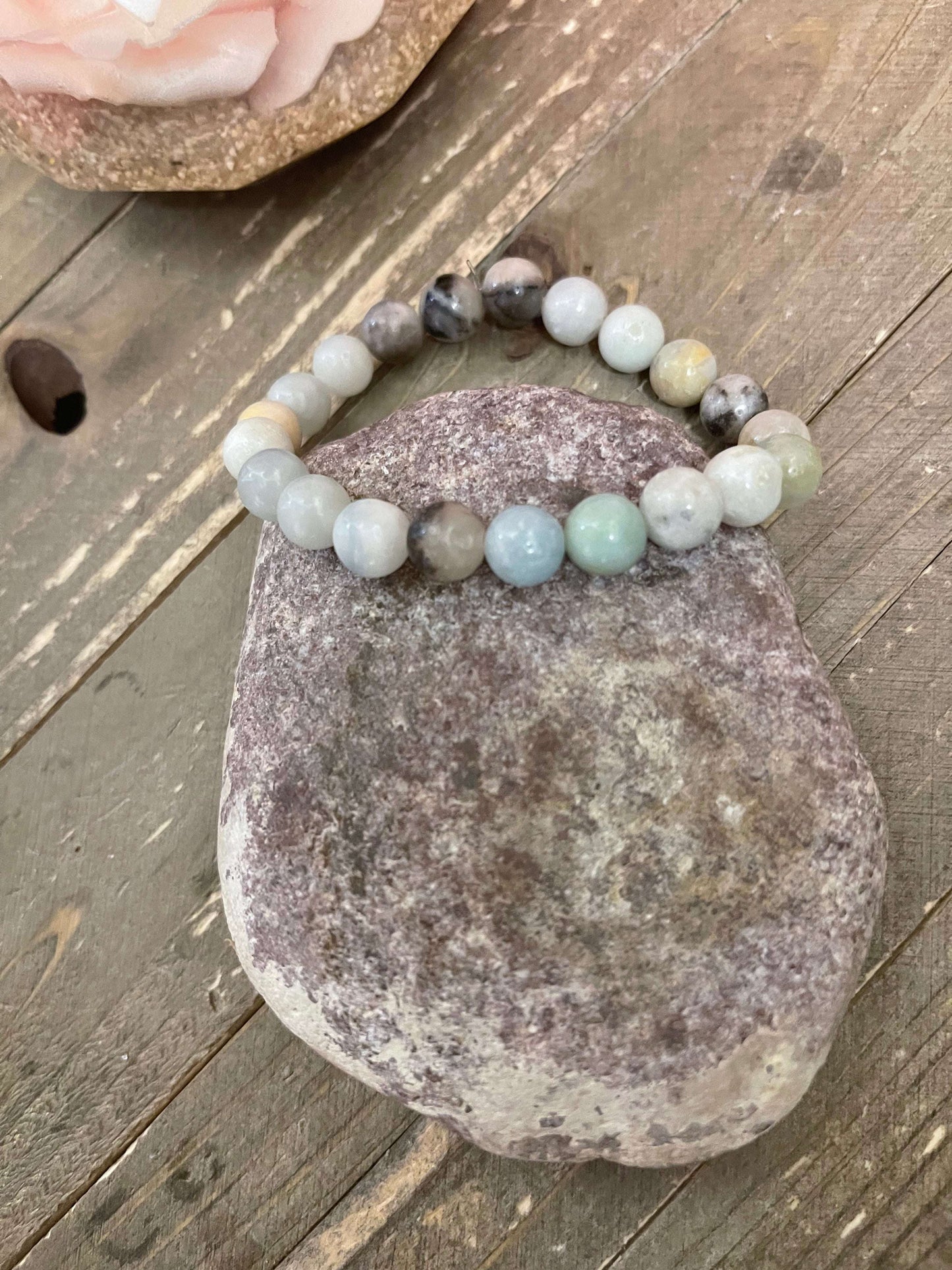 Amazonite Beaded Elastic/Stretch BraceletPink tiful of LOVE