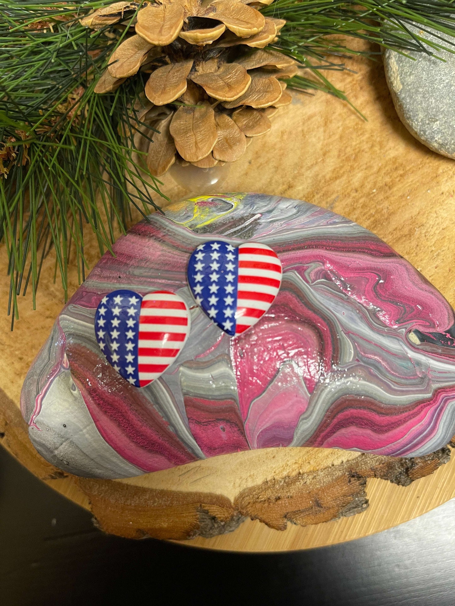 American Flag Heart Stud EarringsPink tiful of LOVE