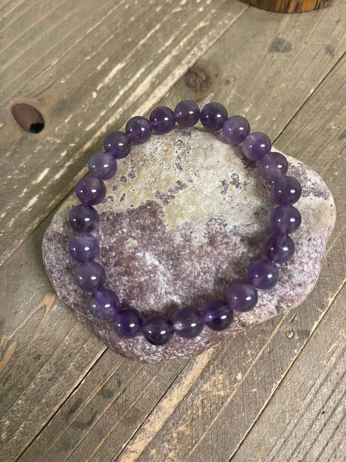 Amethyst Beaded Elastic Bracelet; Natural Gemstones; perfect gift for him or herPink tiful of LOVE