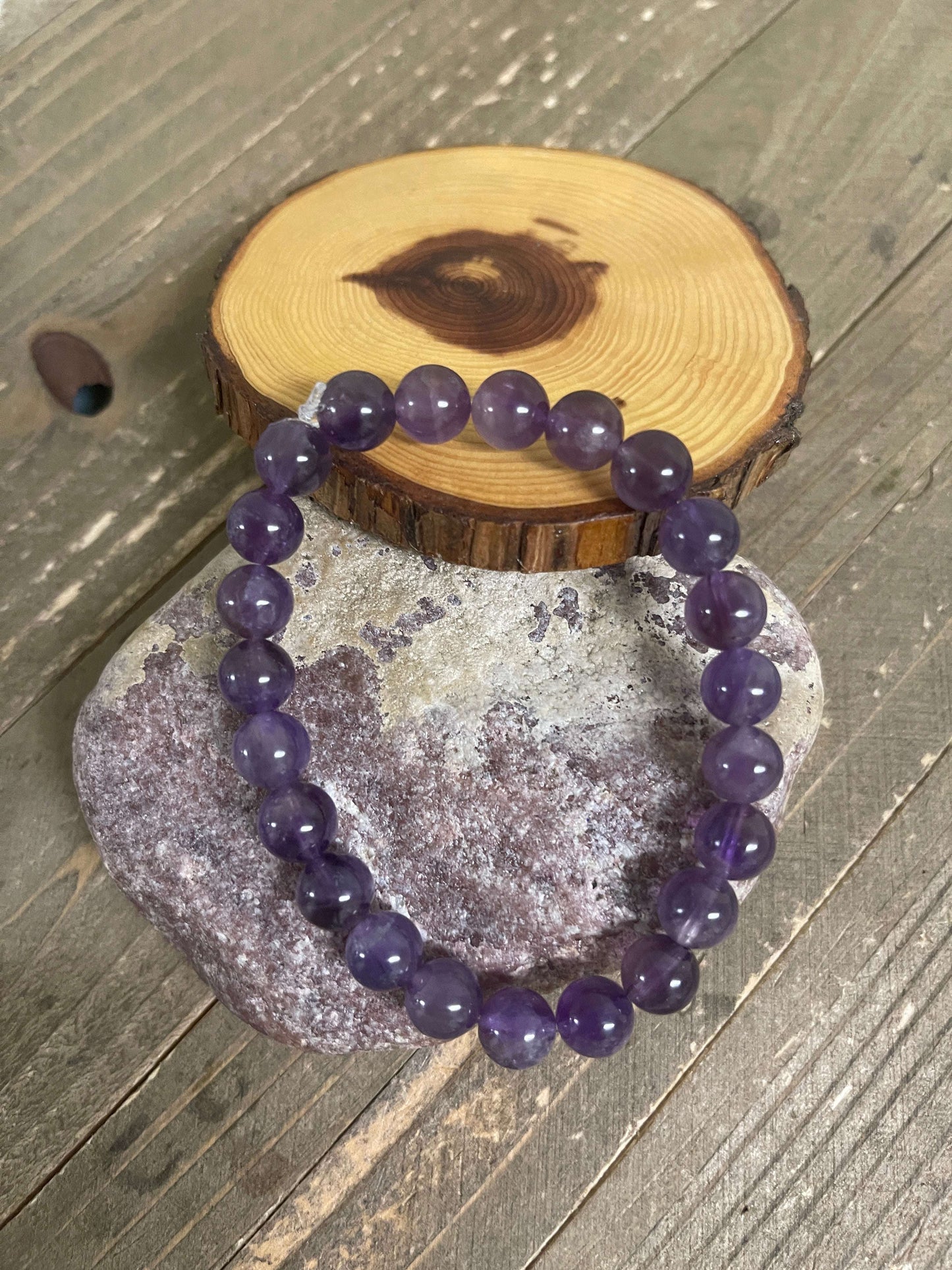 Amethyst Beaded Elastic Bracelet; Natural Gemstones; perfect gift for him or herPink tiful of LOVE