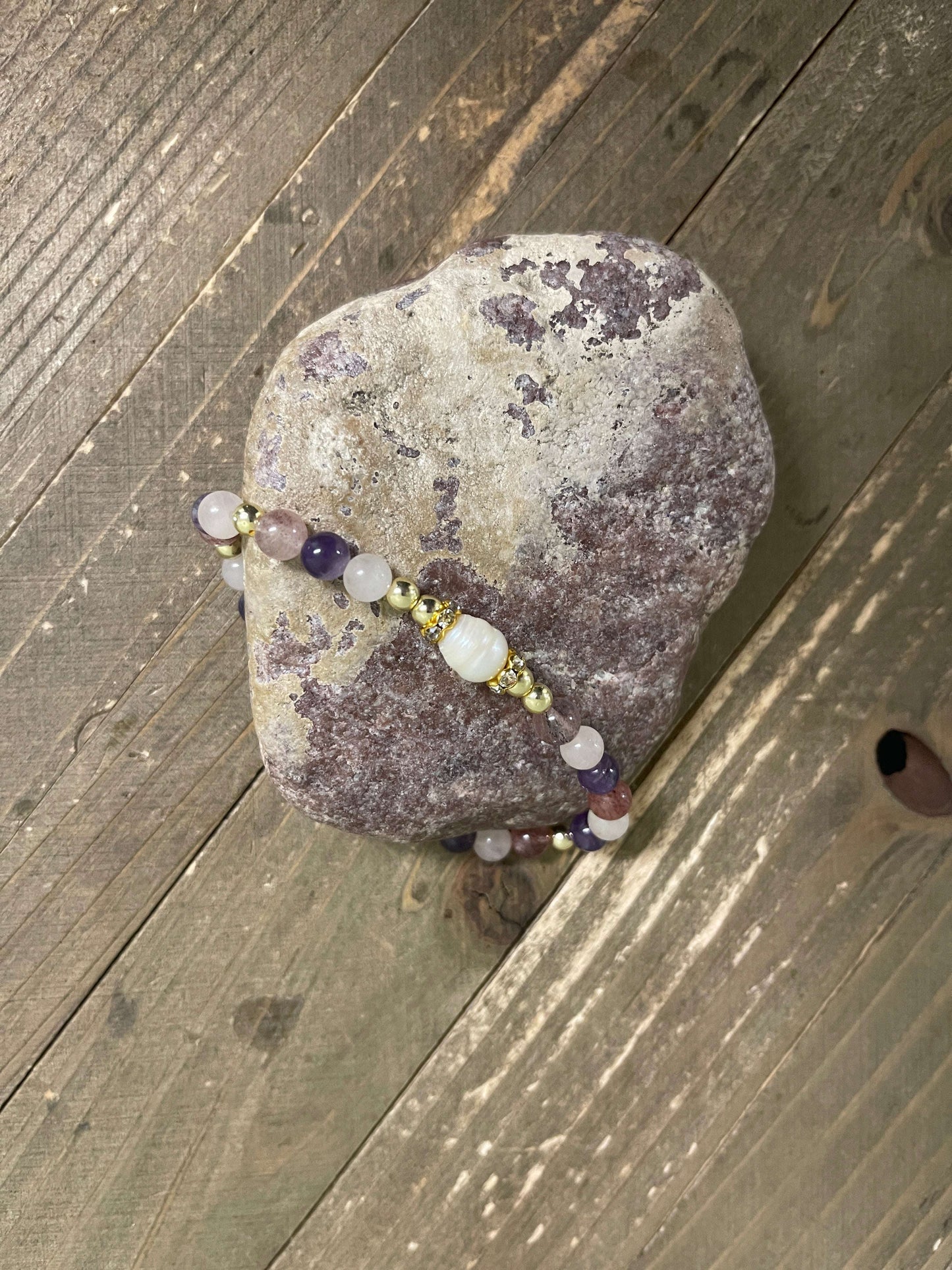 Amethyst Dream Beaded Elastic/Stretch Bracelets (Set of 5)Pink tiful of LOVE