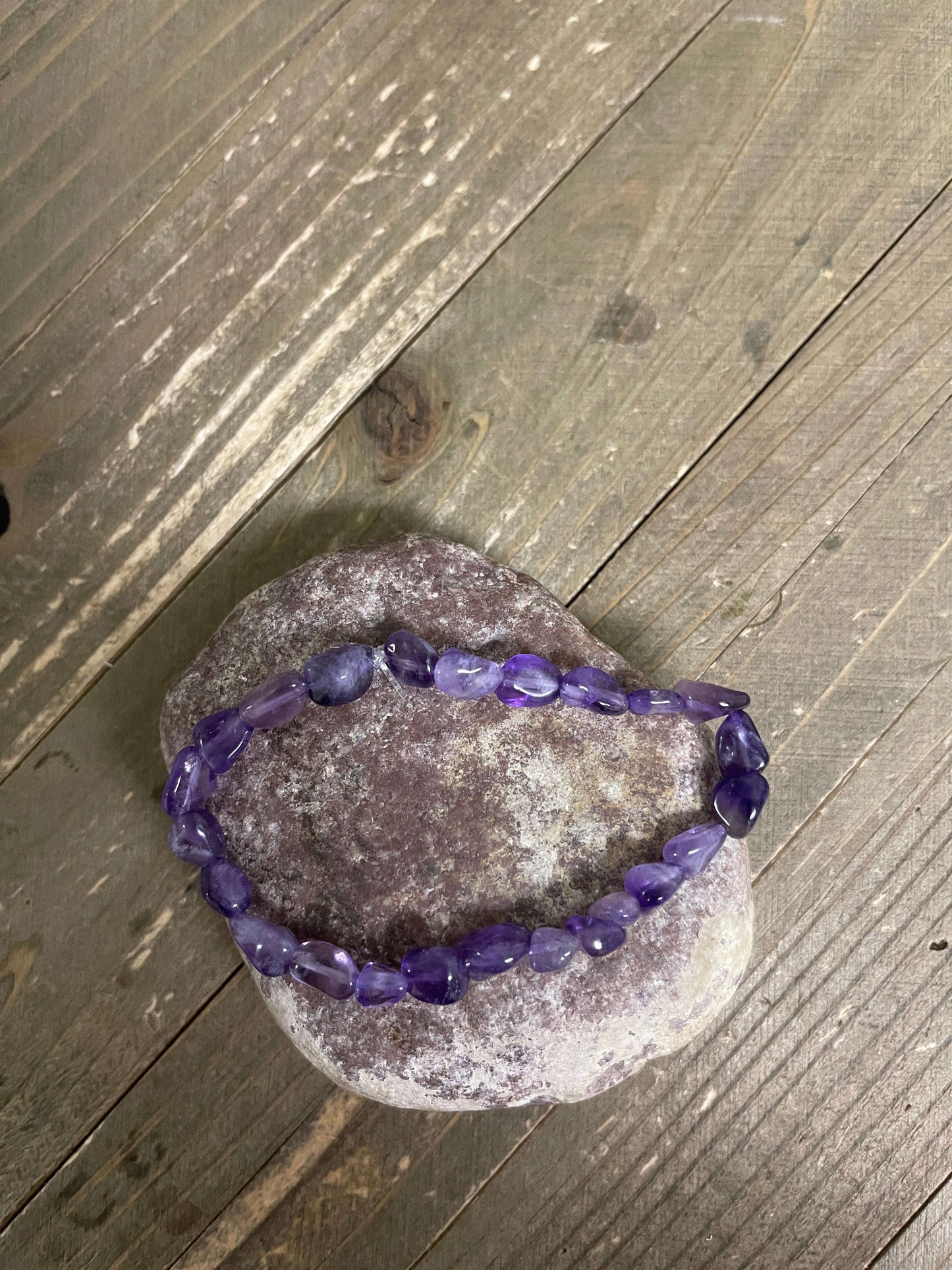 Amethyst Nuggets Beaded Elastic/Stretch BraceletPink tiful of LOVE
