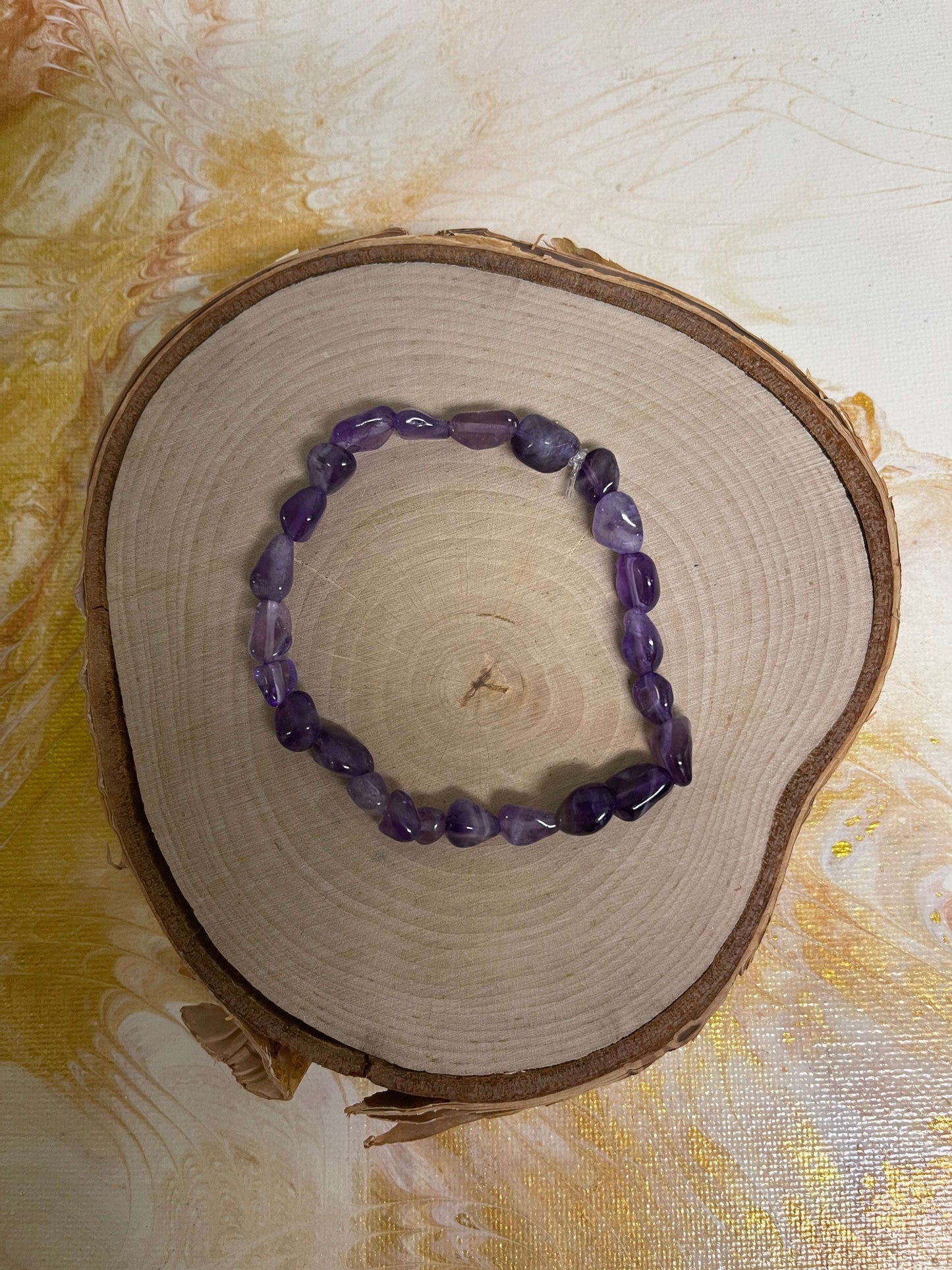 Amethyst Nuggets Beaded Elastic/Stretch BraceletPink tiful of LOVE