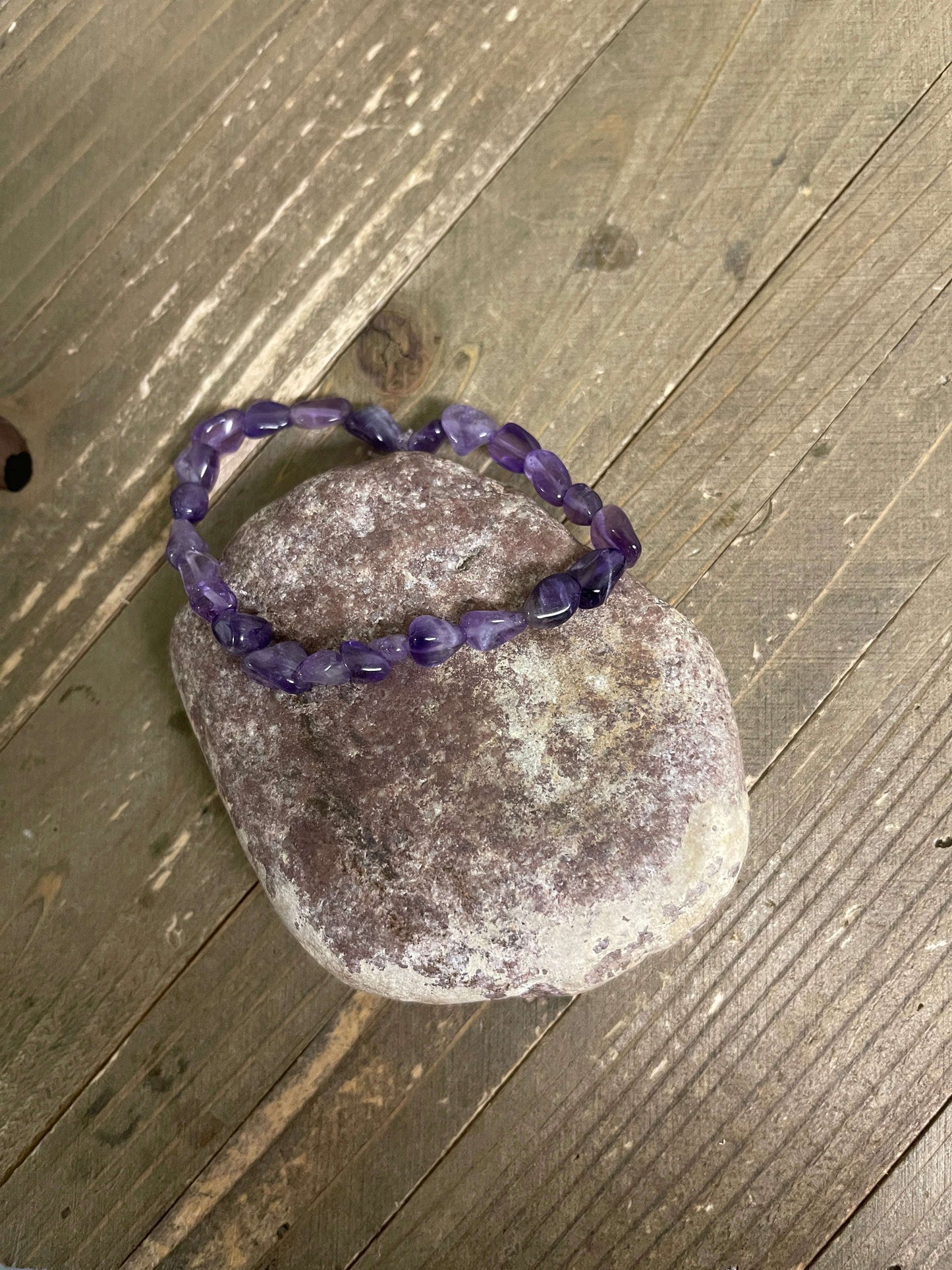 Amethyst Nuggets Beaded Elastic/Stretch BraceletPink tiful of LOVE