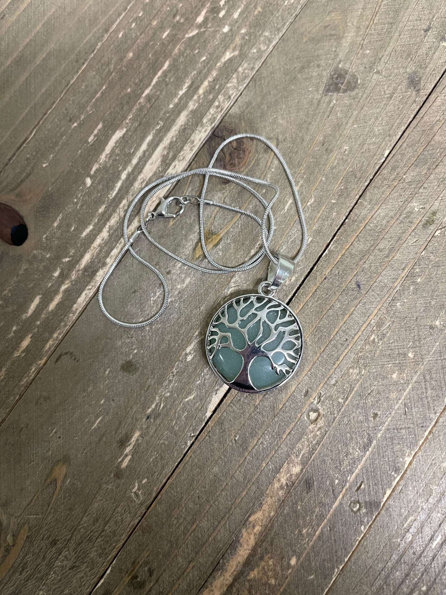 Aventurine Tree Pendant on a Silver chain NecklacePink tiful of LOVE