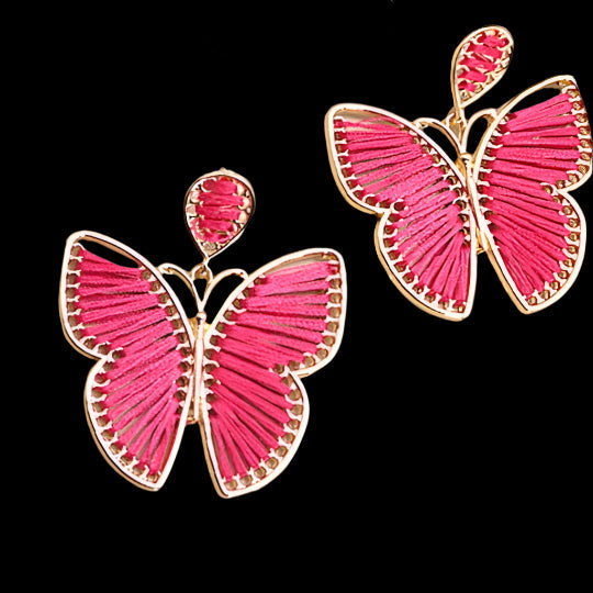 RAFFIA RATTAN BUTTERFLY EARRINGS