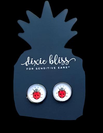 Ladybug Photo Glass Stud EarringsPink tiful of LOVE