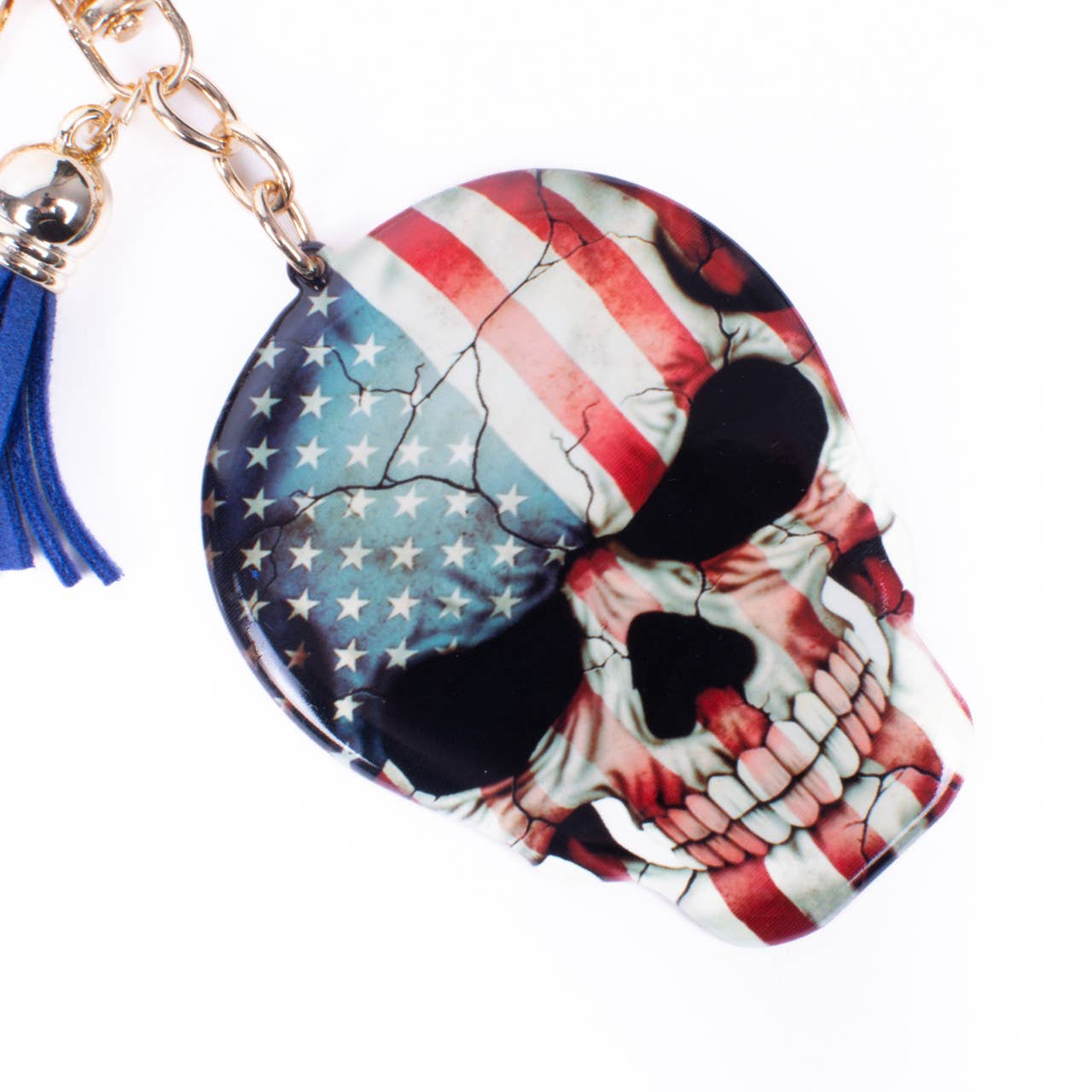 American Flag Skull Key Chain
