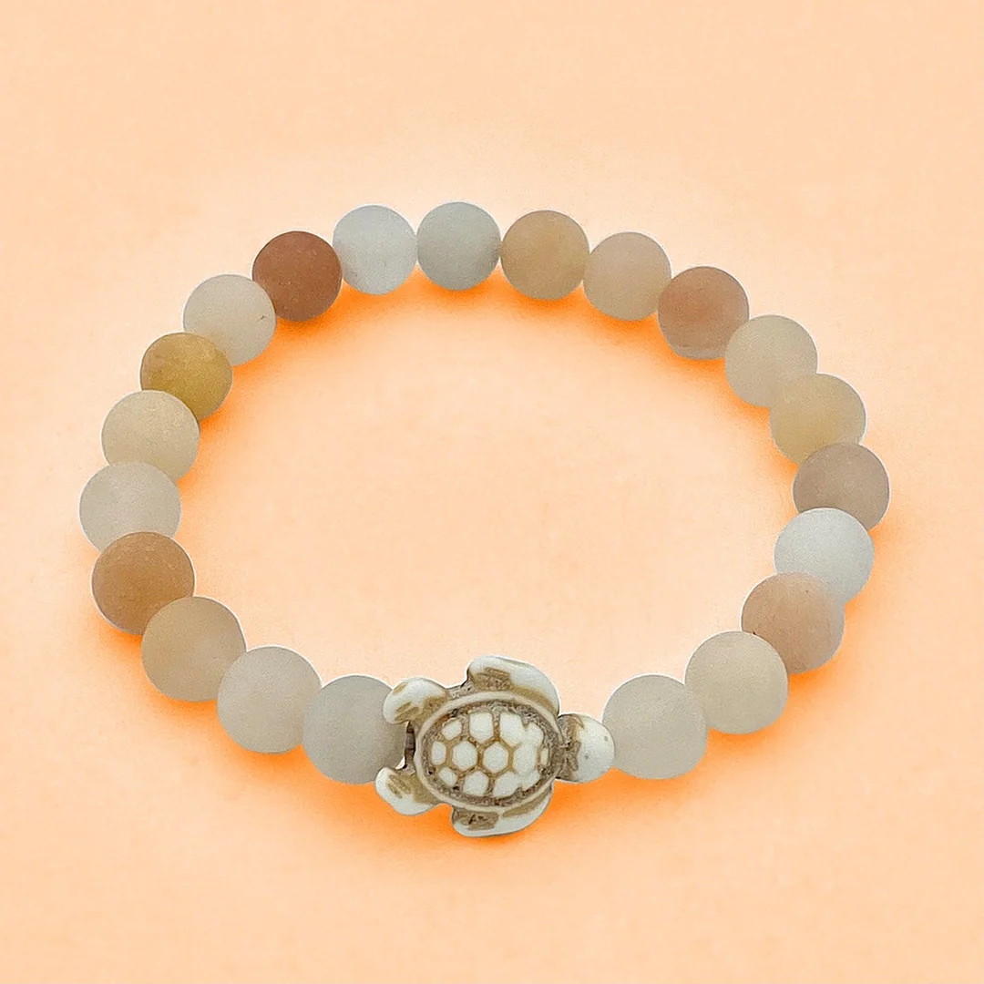 Beige Amazonite Bead Sea Turtle BraceletPink tiful of LOVE
