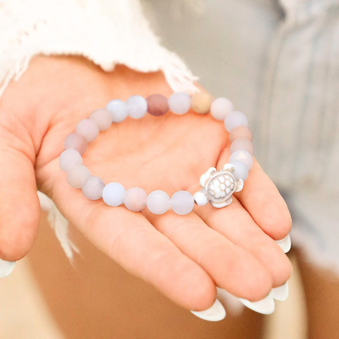 Beige Amazonite Bead Sea Turtle BraceletPink tiful of LOVE