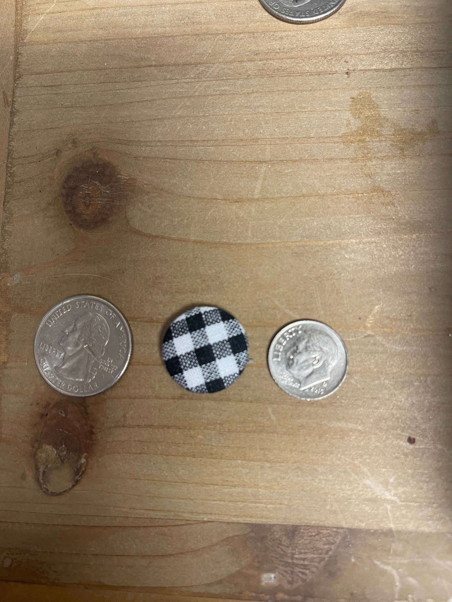 Black and White Checkered Fabric Stud EarringsPink tiful of LOVE