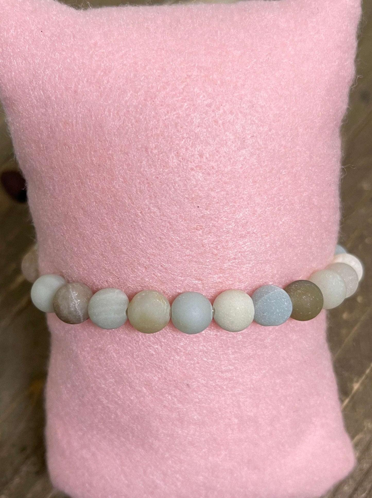 Black Gold Amazonite (Matte) Round gemstone beaded Stretch braceletPink tiful of LOVE