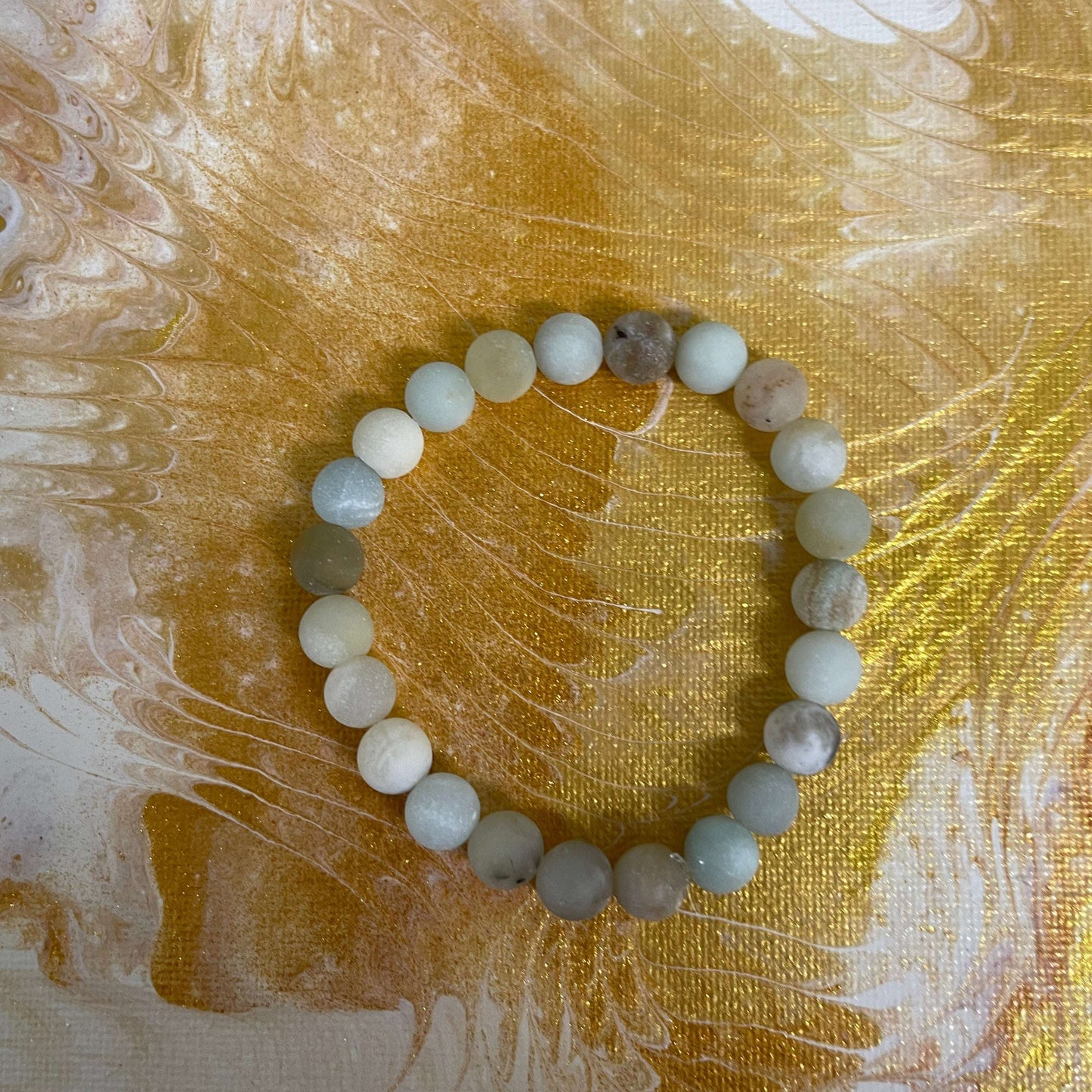 Black Gold Amazonite (Matte) Round gemstone beaded Stretch braceletPink tiful of LOVE