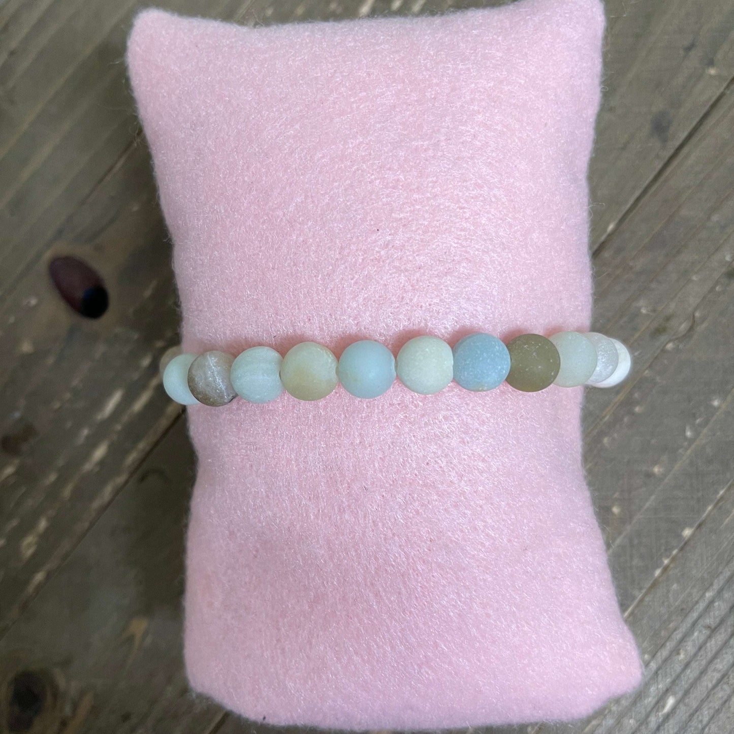Black Gold Amazonite (Matte) Round gemstone beaded Stretch braceletPink tiful of LOVE