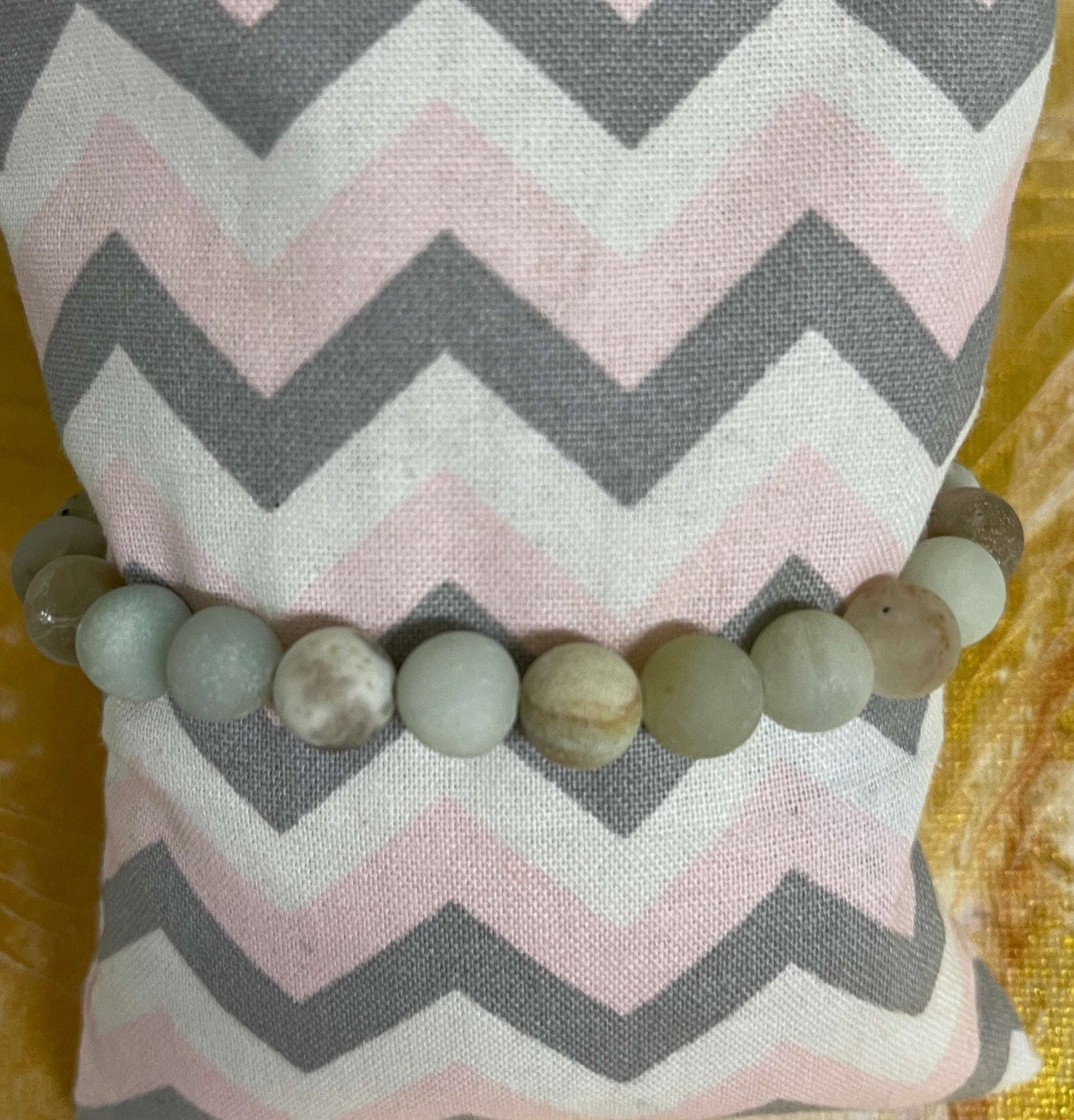 Black Gold Amazonite (Matte) Round gemstone beaded Stretch braceletPink tiful of LOVE