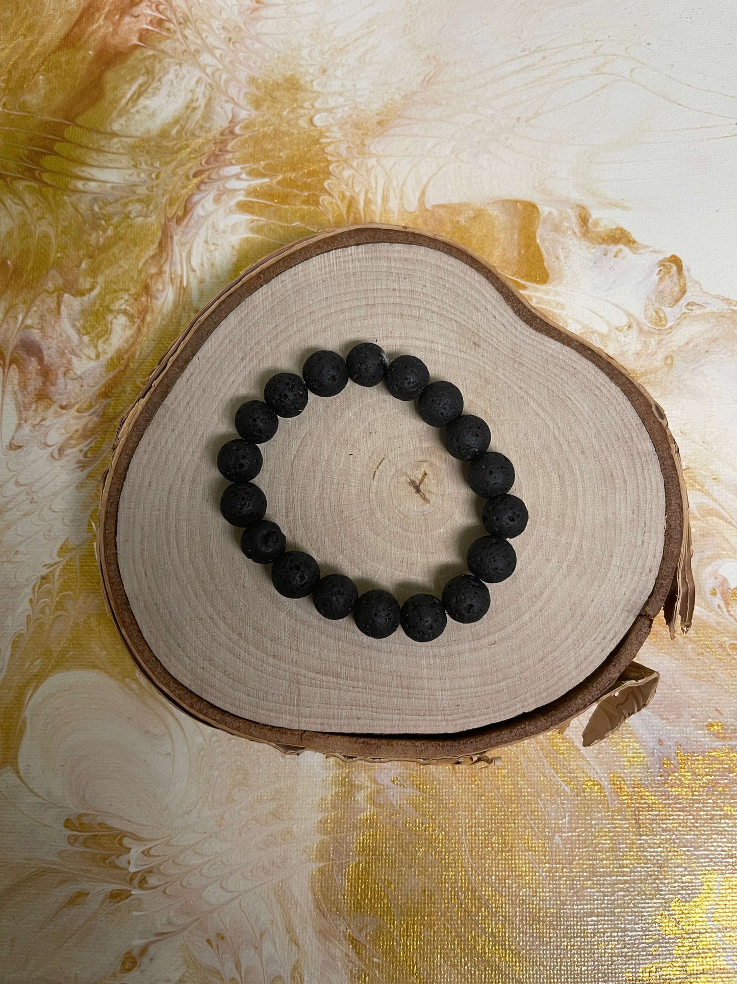 Black Lava Stone (10mm) Beaded Elastic/Stretch BraceletPink tiful of LOVE