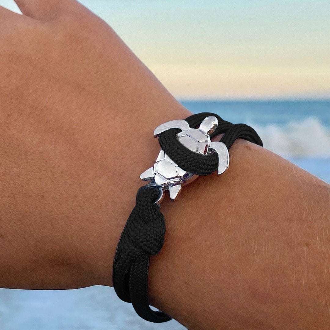 Black Rope Silver Sea Turtle BraceletPink tiful of LOVE