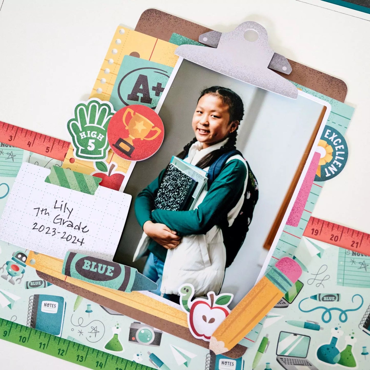 Creative Memories School Dayz XL Layered Clipboard Frame EmbellishmentPink tiful of LOVE