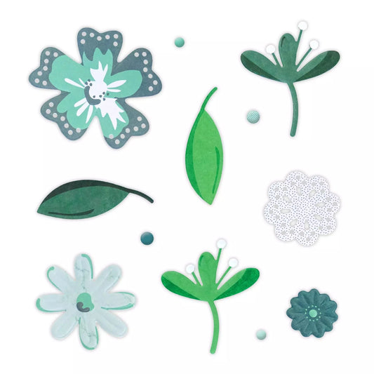 Creative Memories Teal Floral Essential Embellishments