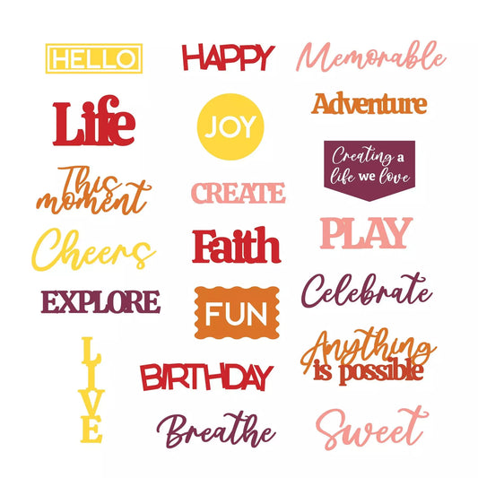Creative Memories Warm Tonal Laser Words Embellishments