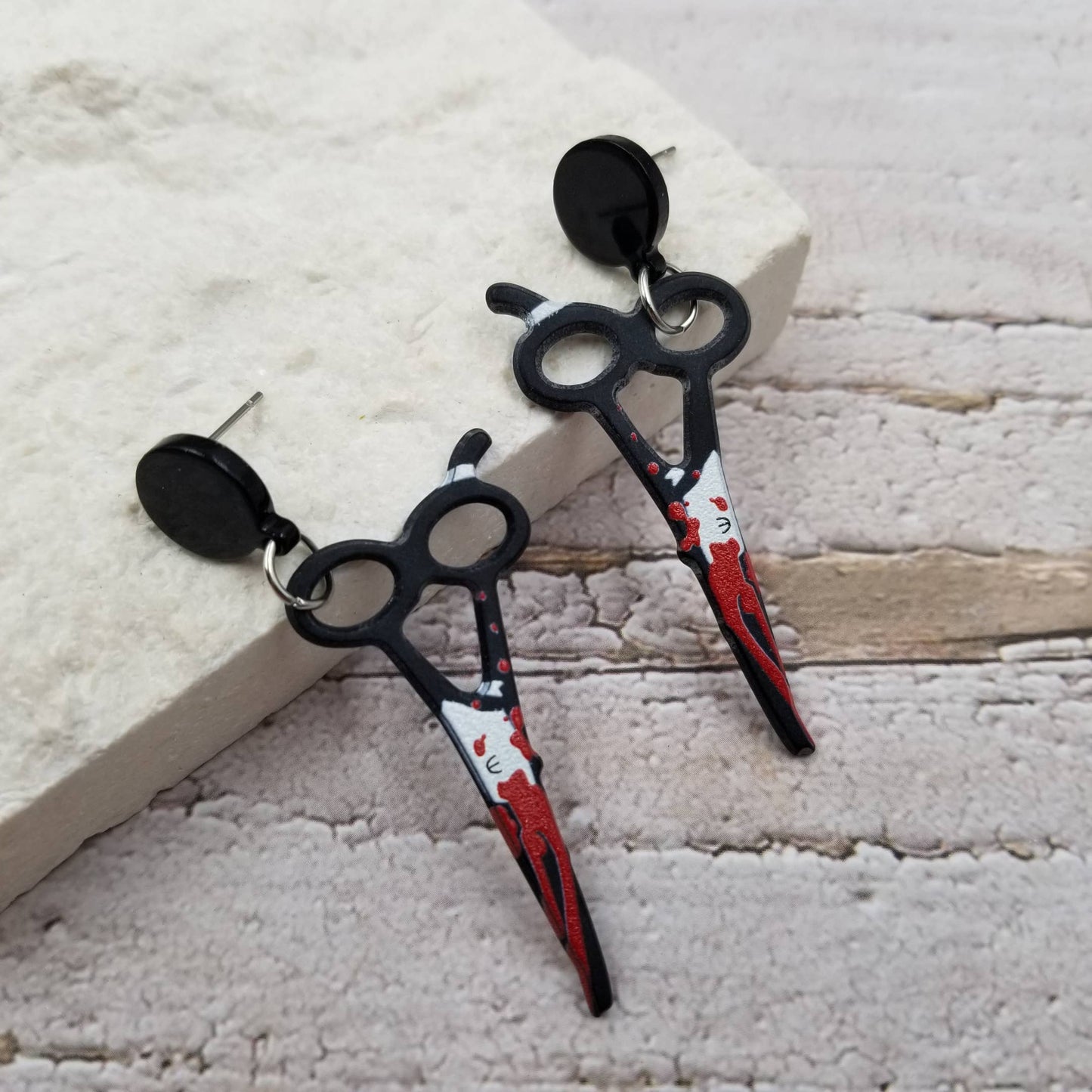 Halloween Bloody Goth Scissors post EarringsPink tiful of LOVE