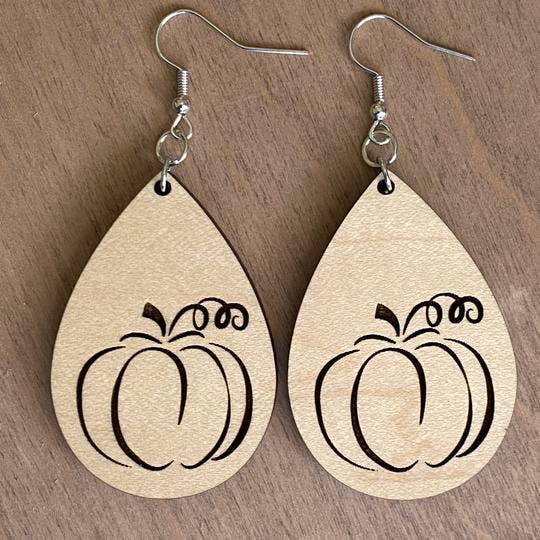 Maple Wood Pumpkin Wire EarringsPink tiful of LOVE