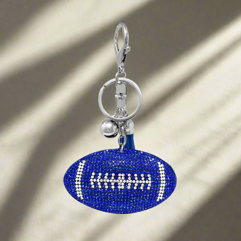 Bling Crystal Blue Football Key Chain
