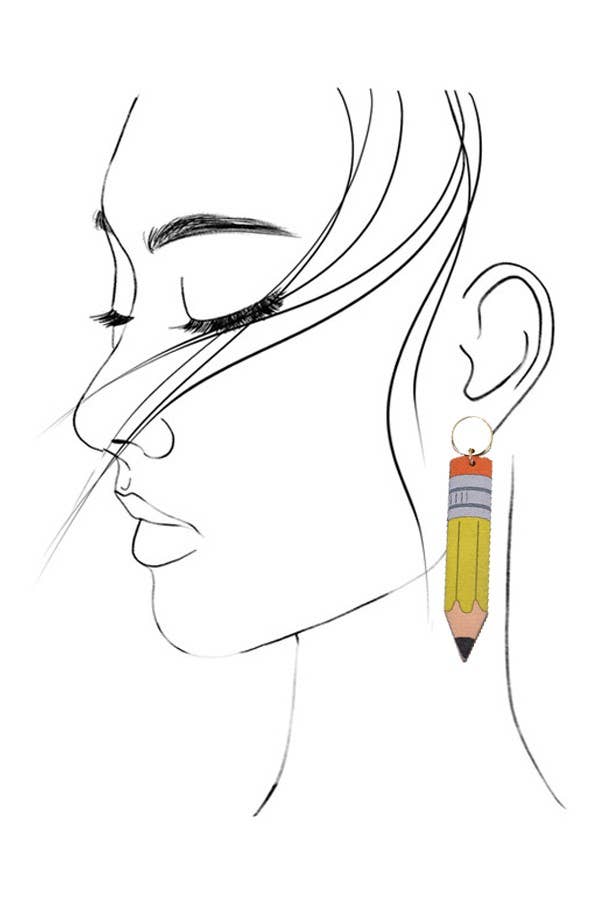Wood Pencil Teacher Drop Earrings – A+ Style for Educators