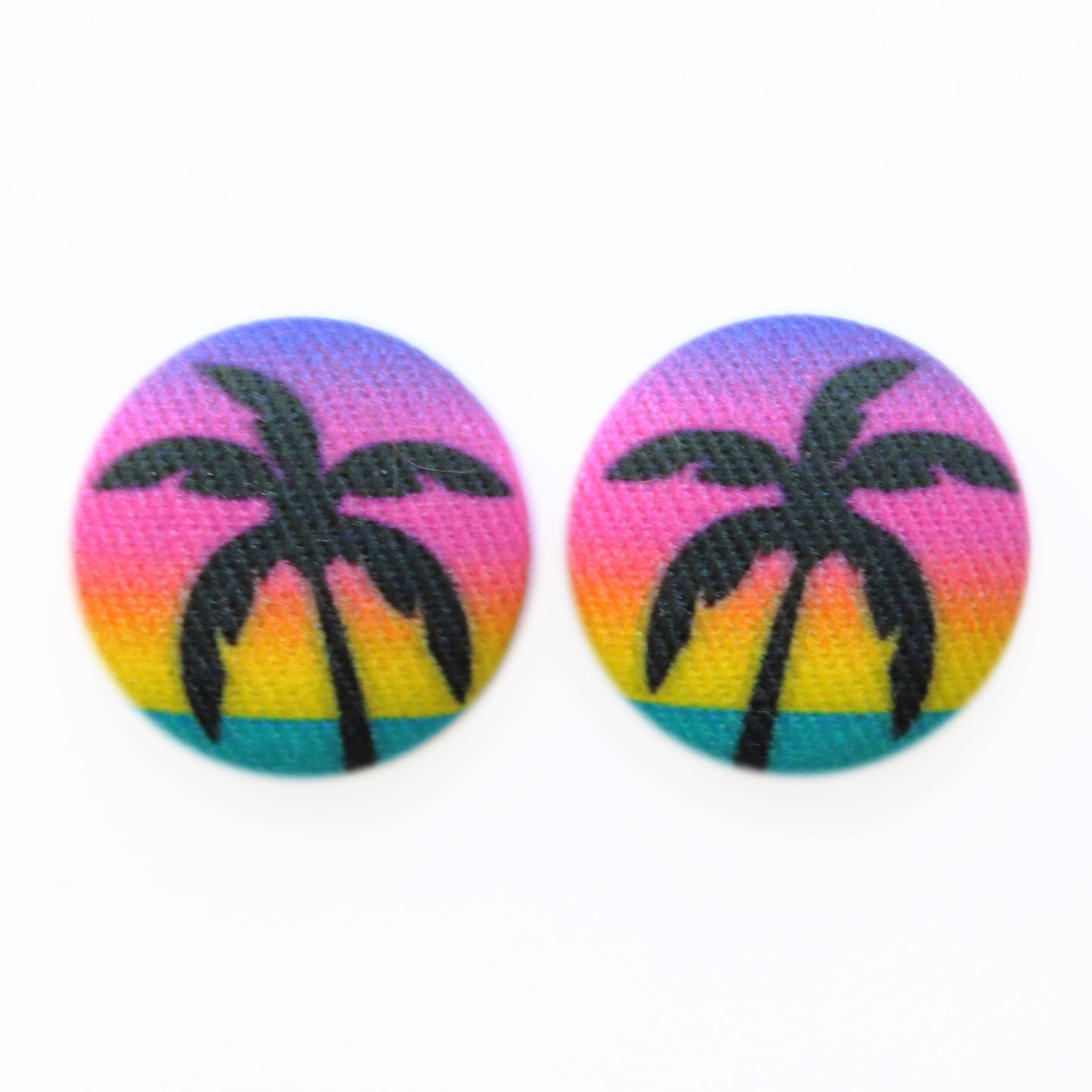 Vacation Fabric button Stud EarringsPink tiful of LOVE