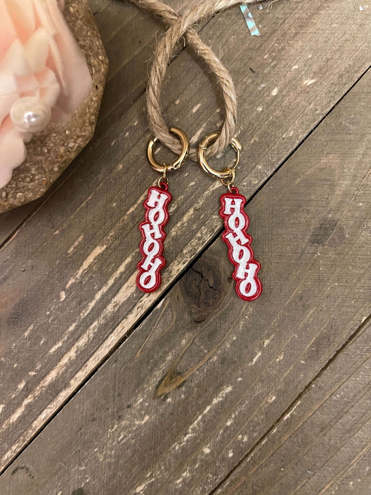 'Ho Ho Ho' Enamel Dangle EarringsPink tiful of LOVE