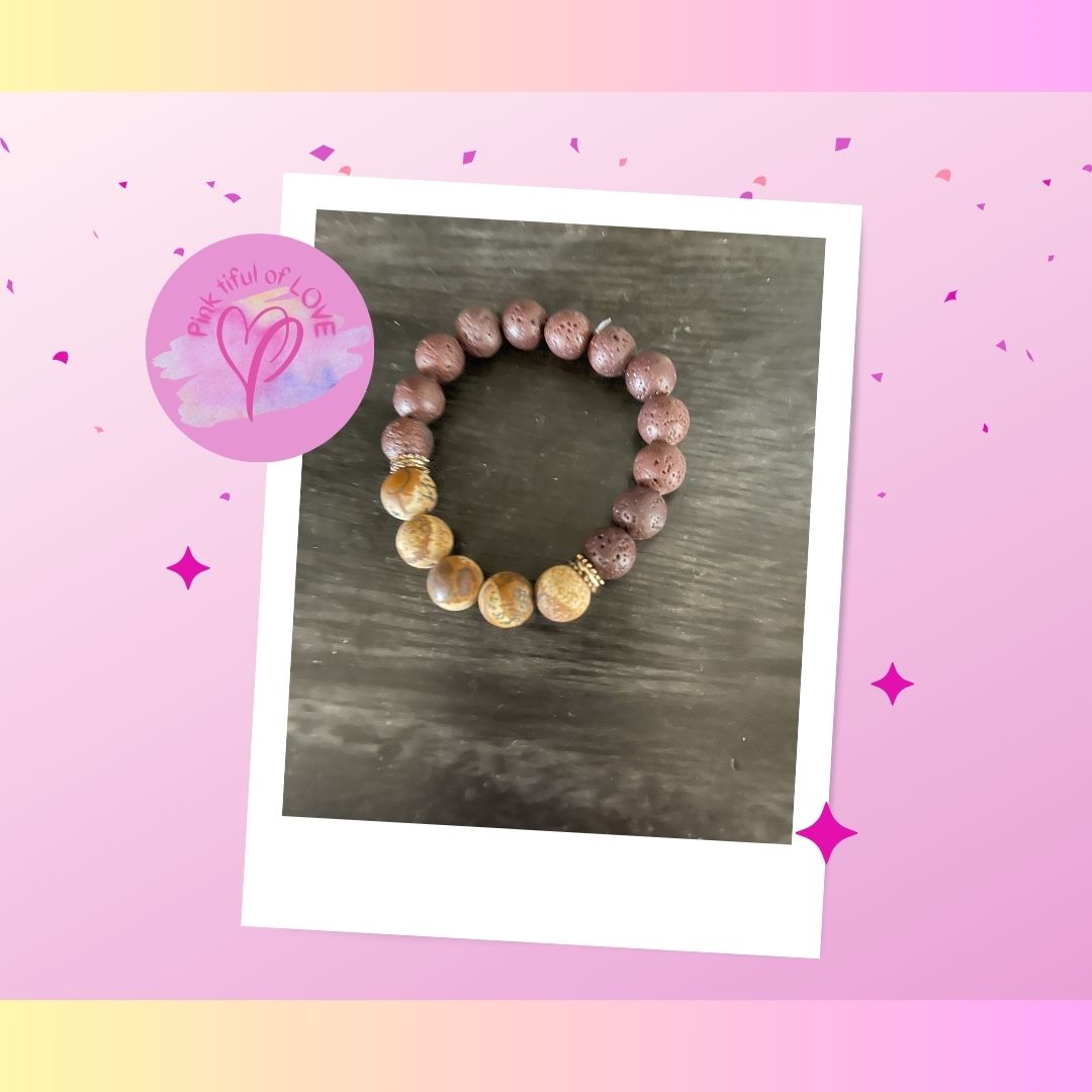 Brown Lava Beaded Elastic/Stretch BraceletPink tiful of LOVE