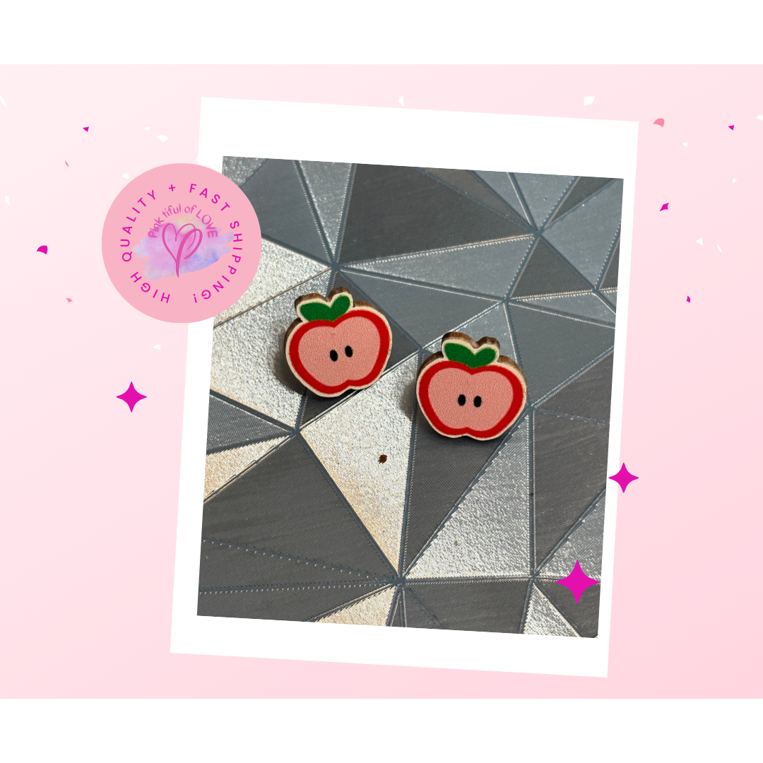 Sweet Apple Slice Wooden Earrings