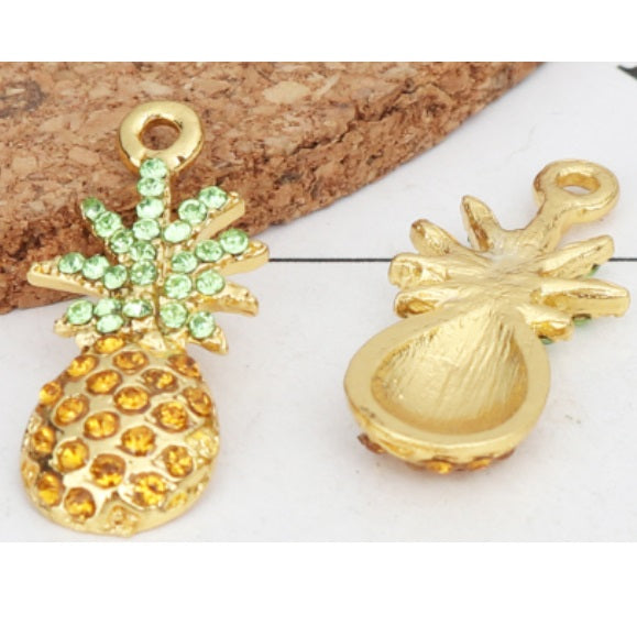 Pineapple-Gold Plated, Rhinestone charms Ball Post earringsPink tiful of LOVE
