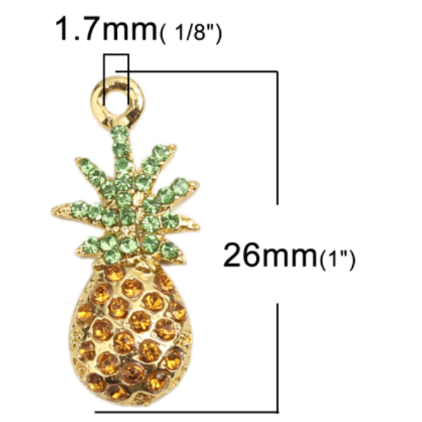 Pineapple-Gold Plated, Rhinestone charms Ball Post earringsPink tiful of LOVE