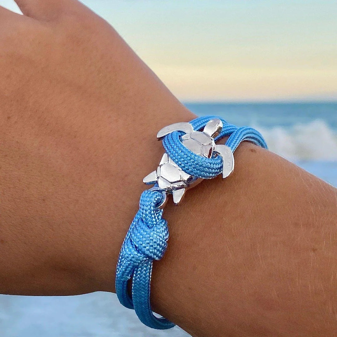 Blue Rope Silver Sea Turtle BraceletPink tiful of LOVE