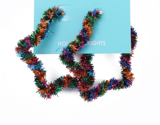 Christmas Holiday Brights Tinsel Star EarringsPink tiful of LOVE