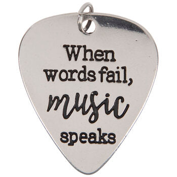 Music Speaks Guitar Pick Pendant on a Silver chain NecklacePink tiful of LOVE