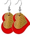 Valentine's Day-3 Faux Leather hearts wire earringsPink tiful of LOVE