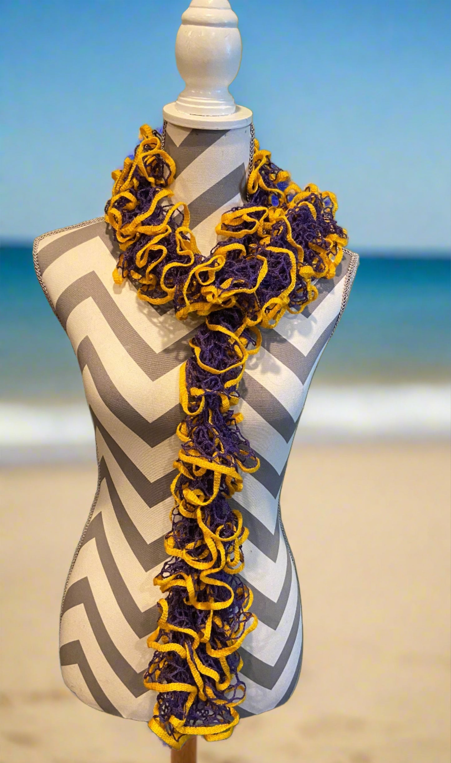 Ruffled Scarf handmade with Starbella Stripes yarn-MedalPink tiful of LOVE