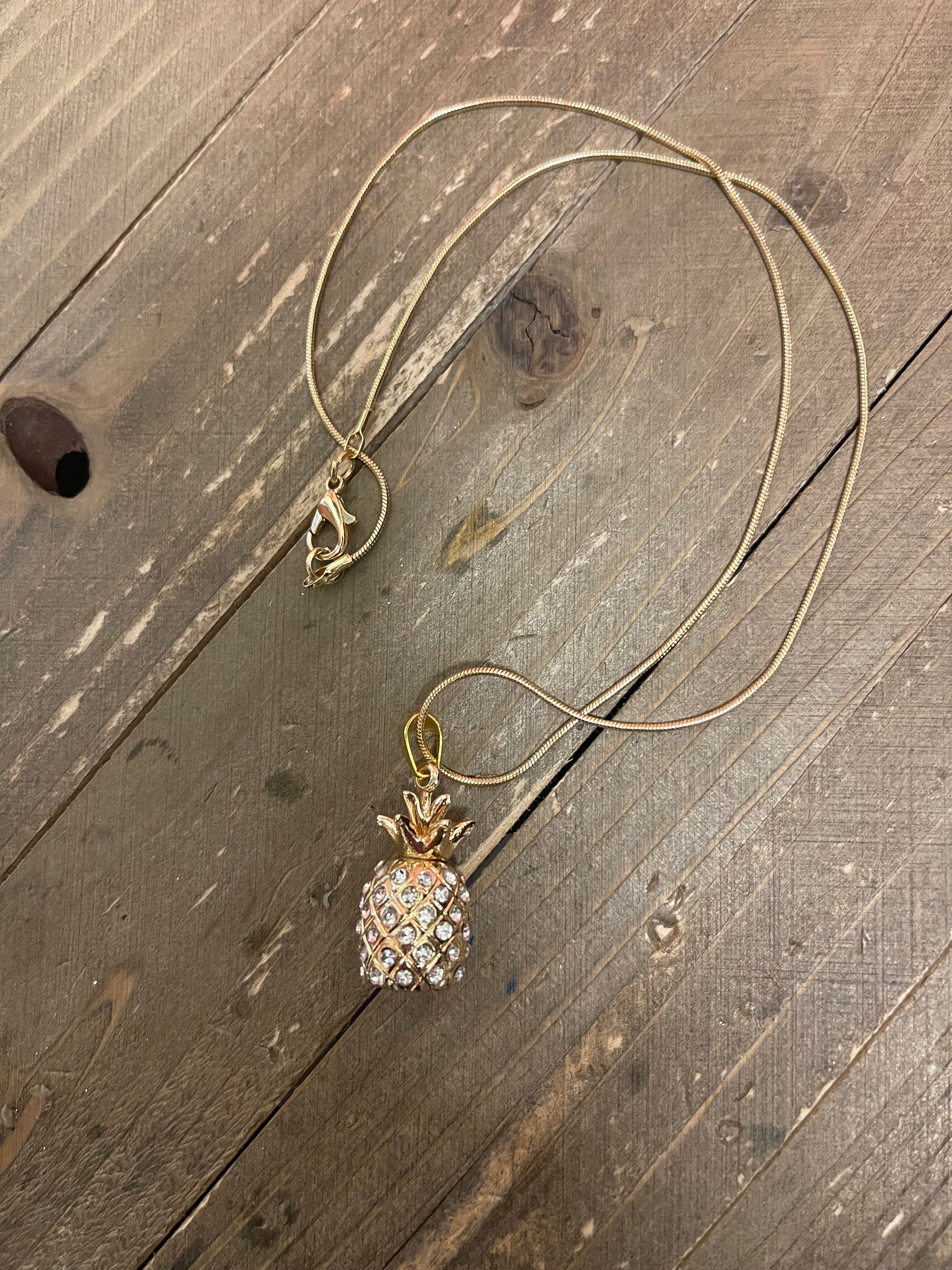 Pineapple Pendant on a Gold Chain NecklacePink tiful of LOVE